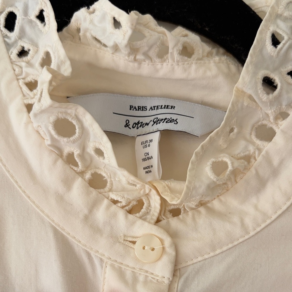 Chic Cream Ruffle Button Down Shirt - Picture 3 of 4